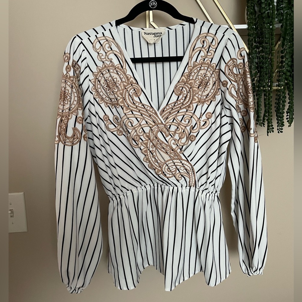 Crossover peplum blouse- NWOT